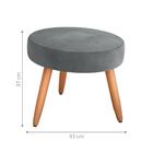 Puff Para Sala Redondo Manaus Veludo Cinza