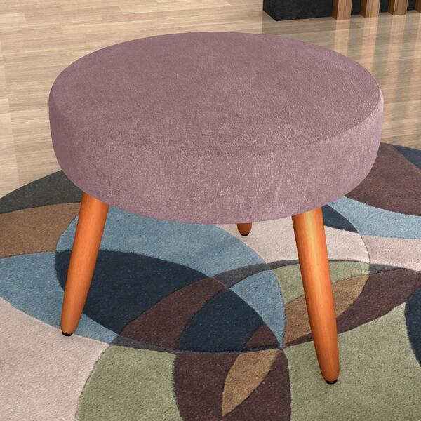 Puff Para Sala Redondo Marcos Veludo Turkey Rosa