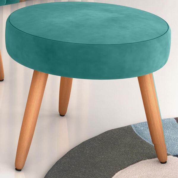 Puff Para Sala Redondo Marcos Veludo Verde Menta