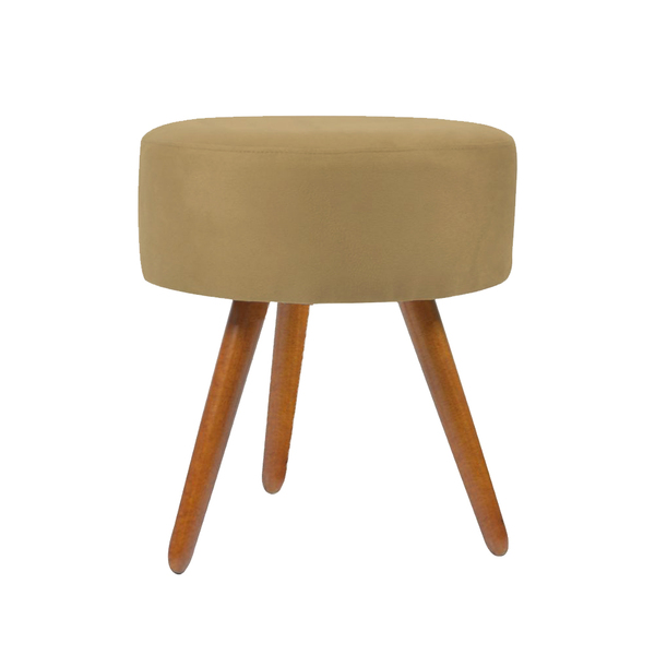 Puff Para Sala Redondo Pés Palito Suede Oferta Balaqui Decor