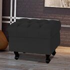 Puff París Luis Xv L02 Capitone Suede Preto Pés Madeira - Lya