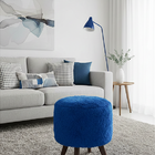 Puff Pé Palito Redondo Não É Segredo Astracan Pelúcia Azul 40