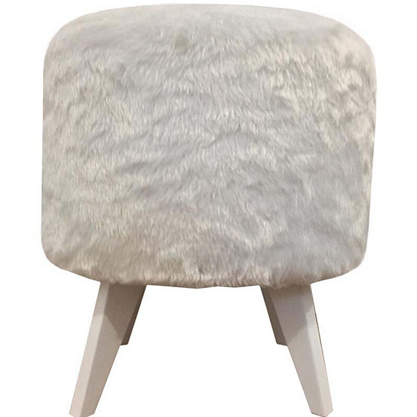 Puff Pé Palito Redondo Não É Segredo Astracan Pelúcia Branco