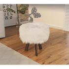 Puff Pelo Olívia Com Pés Castanho - Bege