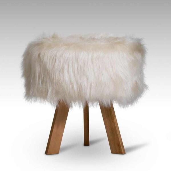 Puff Pelo Olívia Com Pés Natural - Bege