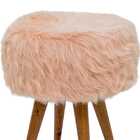 Puff Pelúcia Felpudo Fofo Redondo Com Pelo Sintético Na Cor R