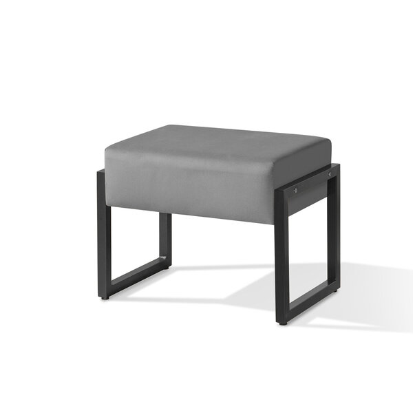 Puff Perfeito Sala Estar Recepção Ferro Tecido Veludo Cinza/p