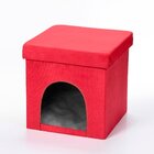 Puff Pet Logdesign Dobrável Tecido Suede