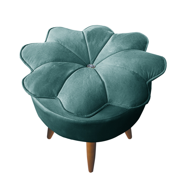 Puff Pétalas Pés Palito Decorativo Sala E Quarto Floratta Vel