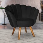 Puff Poltrona Pétala Retro Estofada Preta