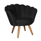 Puff Poltrona Pétala Retro Estofada Preta