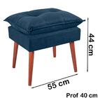 Puff Puf Opall Pes Palito 55x40cm Suede Azul Marinho Mpassos