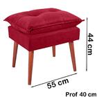 Puff Puf Opall Pes Palito 55x40cm Suede Vermelho Mpassos