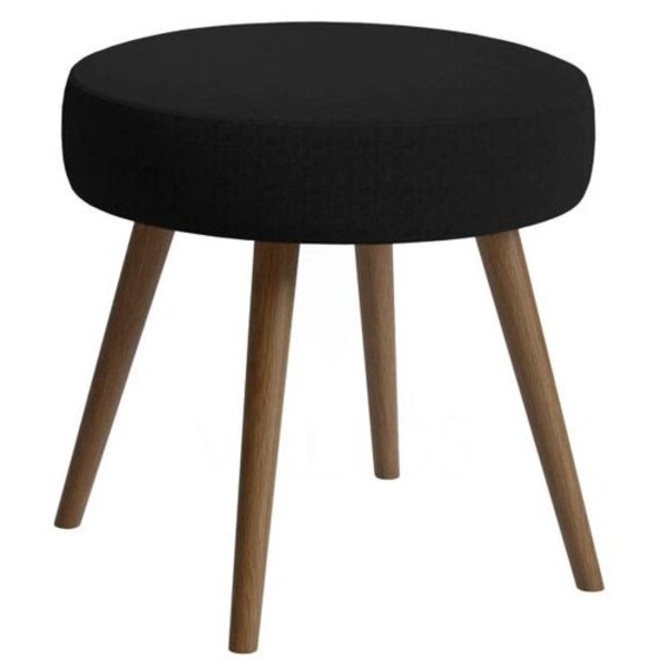 Puff Puf Pufe Luxo Decorativo Redondo Isa Veludo Preto 4 Pés