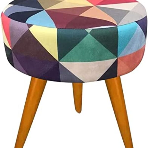 Puff Puf Pufe Luxo Redondo Jade Suede Triangulo Colorido - Tf