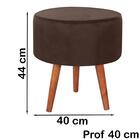 Puff Puf Redondo Pes Palito 44x40cm Suede Mpassos