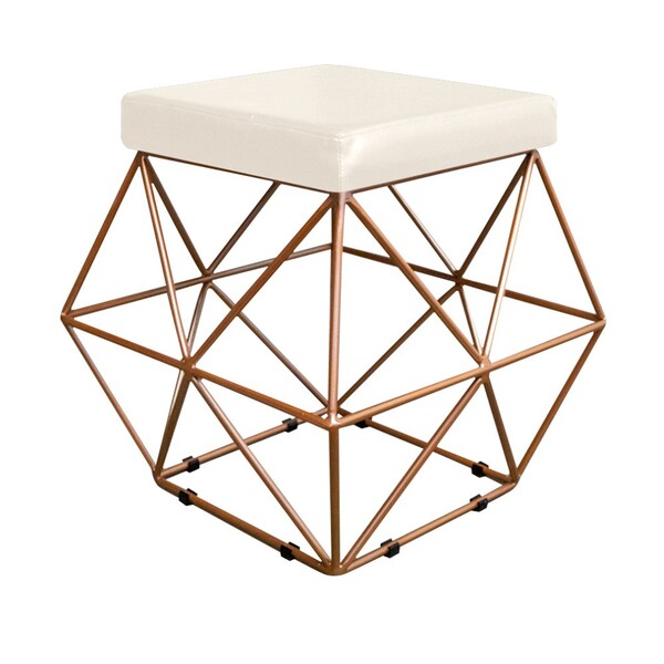 Puff Quadrado Aramado Elsa Corano Bege - Amarena Móveis