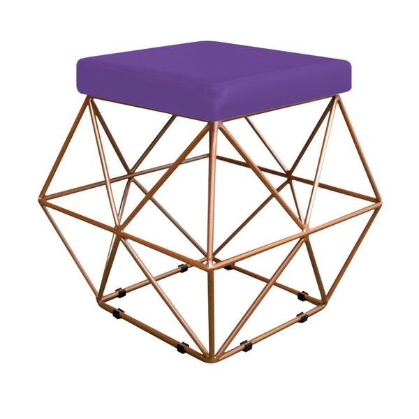 Puff Quadrado Aramado Elsa Corano Roxo - Amarena Móveis