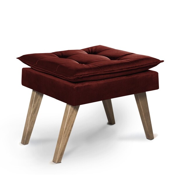 Puff Quadrado Argus Pé Palito Bisart Decor Bordô