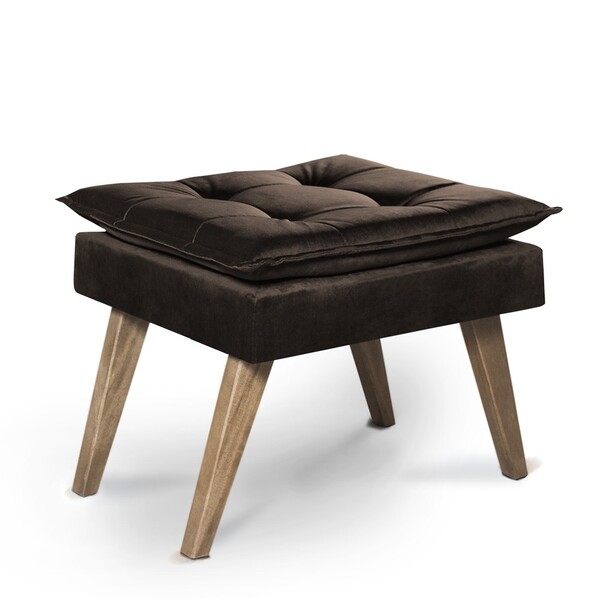 Puff Quadrado Argus Pé Palito Bisart Decor Marrom