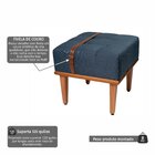 Puff Quadrado De Madeira Eucalipto, Estofado E Cinto De Couro