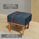 Puff Quadrado De Madeira Eucalipto, Estofado E Cinto De Couro