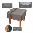 Puff Quadrado De Madeira Eucalipto, Estofado E Cinto De Couro