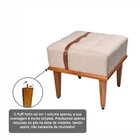 Puff Quadrado De Madeira Eucalipto Estofado E Cinto De Couro