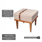 Puff Quadrado De Madeira Eucalipto Estofado E Cinto De Couro