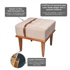 Puff Quadrado De Madeira Eucalipto Estofado E Cinto De Couro