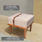 Puff Quadrado De Madeira Eucalipto Estofado E Cinto De Couro