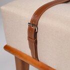 Puff Quadrado De Madeira Eucalipto Estofado E Cinto De Couro