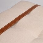 Puff Quadrado De Madeira Eucalipto Estofado E Cinto De Couro