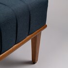 Puff Quadrado De Madeira Eucalipto, Estofado E Detalhe Em Cos