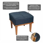 Puff Quadrado De Madeira Eucalipto, Estofado E Detalhe Em Cos