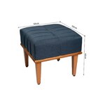 Puff Quadrado De Madeira Eucalipto, Estofado E Detalhe Em Cos