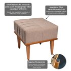 Puff Quadrado De Madeira Eucalipto, Estofado E Detalhe Em Cos