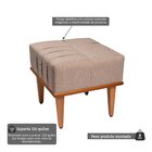 Puff Quadrado De Madeira Eucalipto, Estofado E Detalhe Em Cos