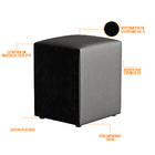 Puff Quadrado Decorativo L02 Sala De Estar Couríssimo Preto -