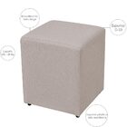 Puff Quadrado Decorativo L02 Sala De Estar Linho Bege - Lyam