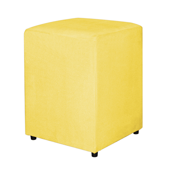 Puff Quadrado Decorativo Para Sala Suede Amarelo - Vallisa De
