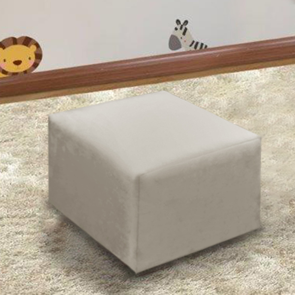 Puff Quadrado Decorativo Quarto Bebê Ternura Veludo Marrom Ca