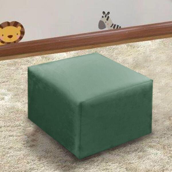 Puff Quadrado Decorativo Quarto Bebê Ternura Veludo Verde