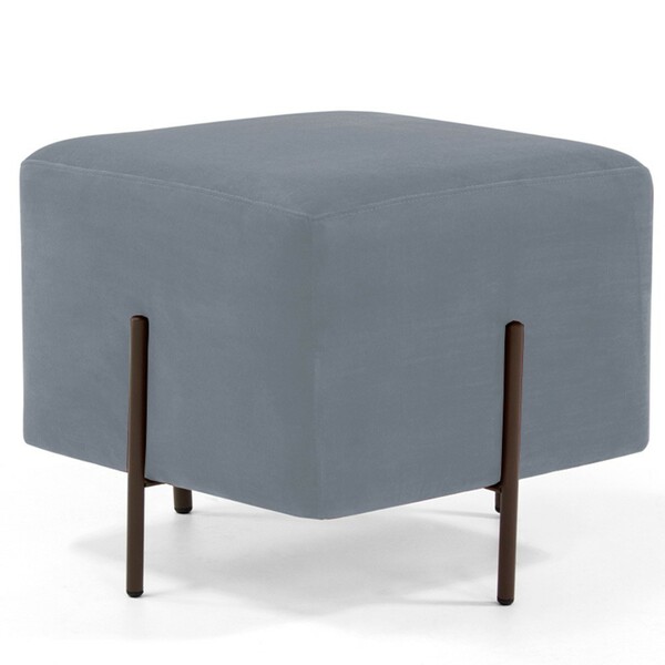 Puff Quadrado Decorativo Status 45x45 D02 Pés De Aço Veludo C