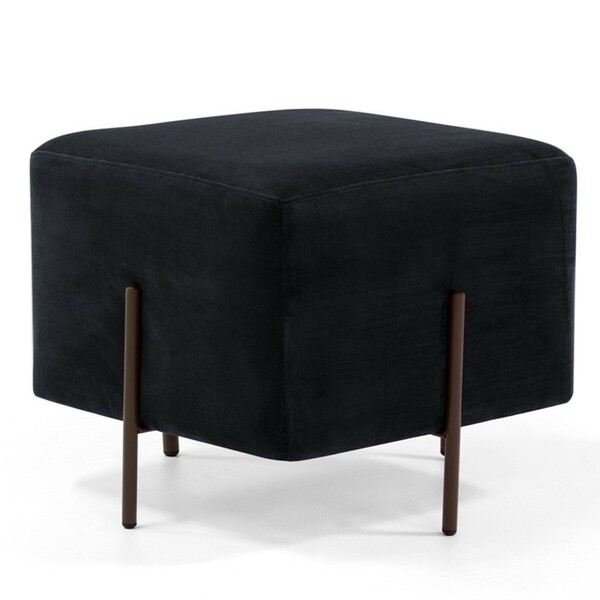Puff Quadrado Decorativo Status 45x45 D02 Pés De Aço Veludo P