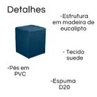 Puff Quadrado Decorativo Suede Azul Marinho