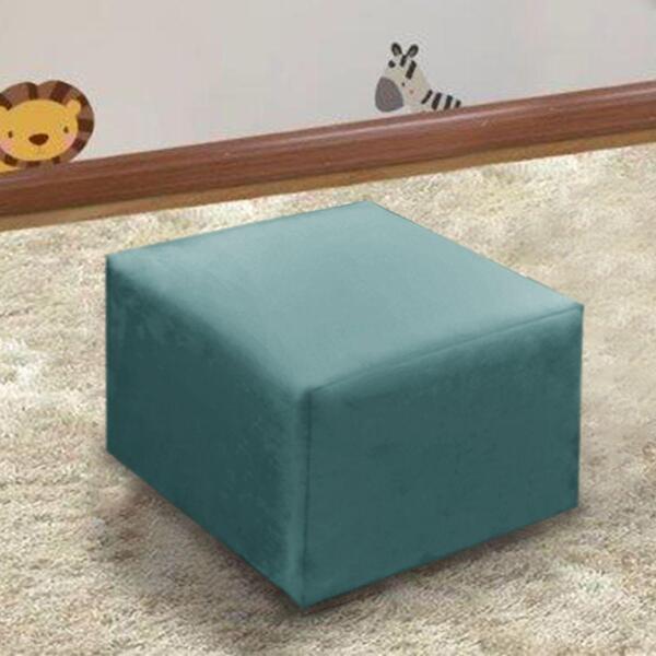 Puff Quadrado Decorativo Veludo Azul Petróleo