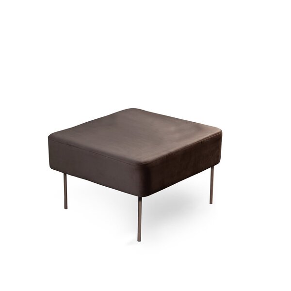 Puff Quadrado Em Veludo 41cm X 60cm Com Pés Marrom