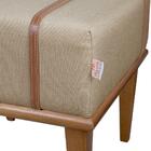 Puff Quadrado Eudor Pés Em Madeira Maciça Linho Bege