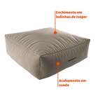 Puff Quadrado Gigante Suede Bege